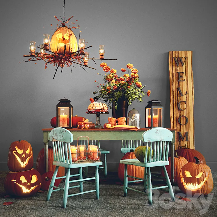 HALLOWEEN DECORATIVE SET 3D Model Free Download HALLOWEEN DECORATIVE SET 3D Model Free Download