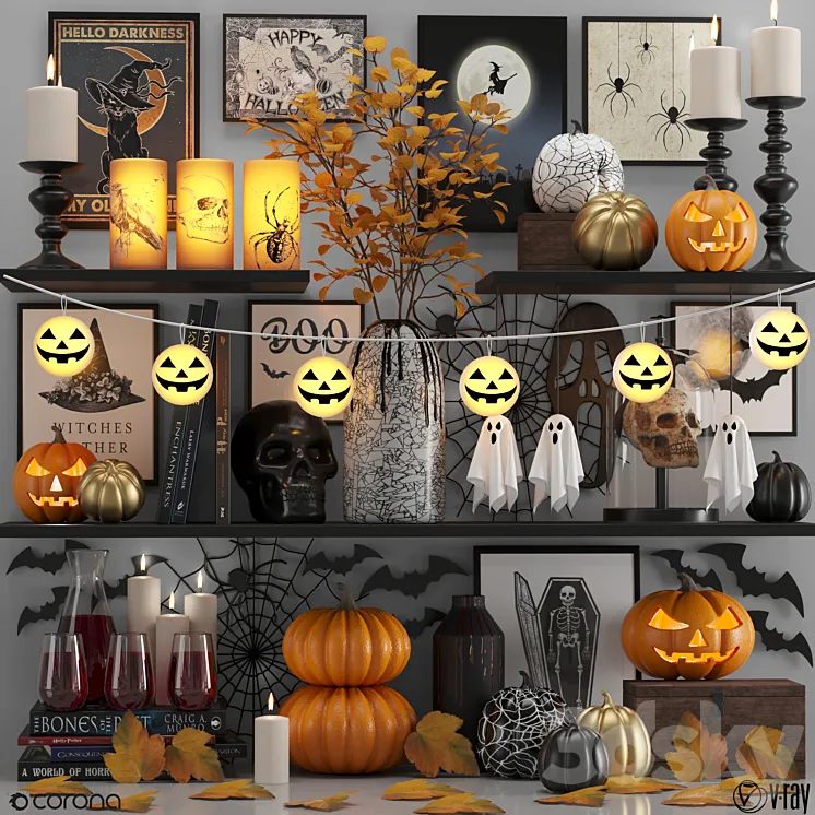 halloween decorative set 3D Model Free Download halloween decorative set 3D Model Free Download
