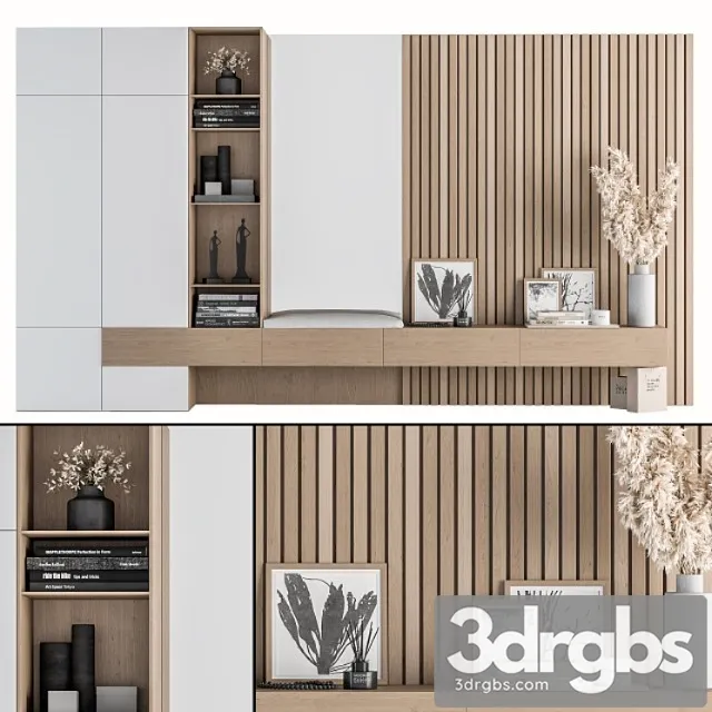 Hallway 09- wood and white set 2 3D Model Download