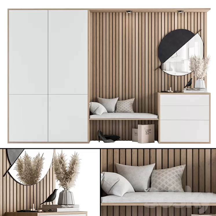 Hallway 10 – White and Wood Set 3D Model Hallway 10 – White and Wood Set 3D Model