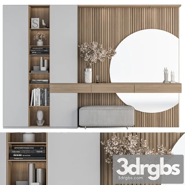 Hallway 23 – white and wood set 2 3D Model Download