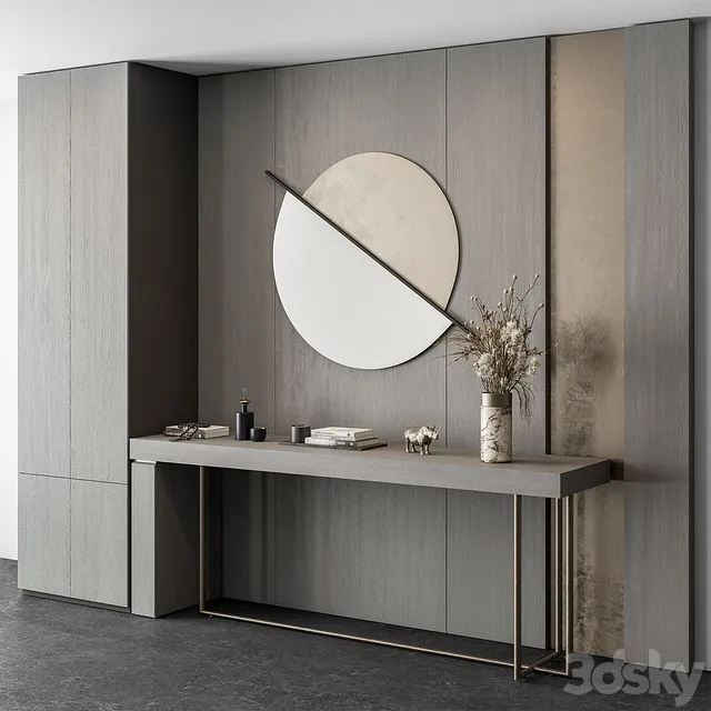 Hallway 41 Gray Wood and Gold Entrance 3D Model Hallway 41 Gray Wood and Gold Entrance 3D Model