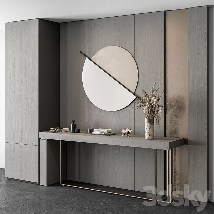 Hallway 41 – Gray Wood and Gold Entrance 3D Model