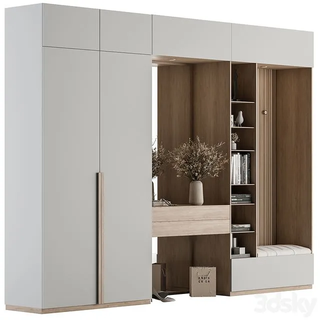 Hallway 48 White and Wood Entrance 3D Model Hallway 48 White and Wood Entrance 3D Model