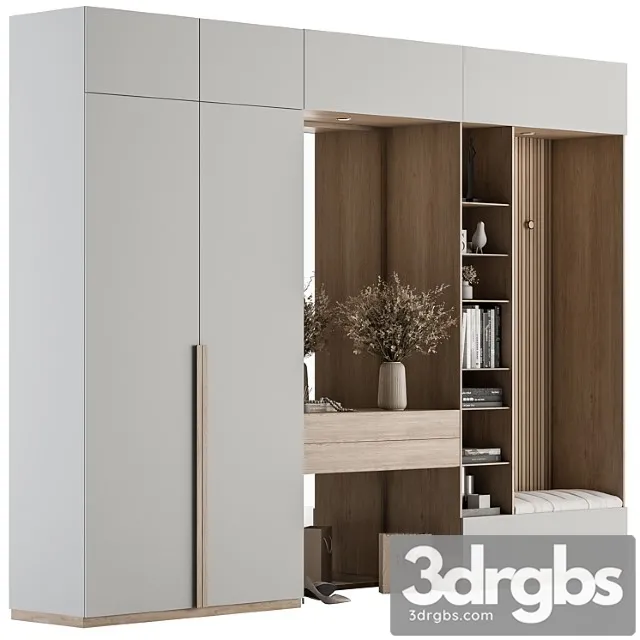 Hallway 48 White and Wood Entrance 3D Model Download