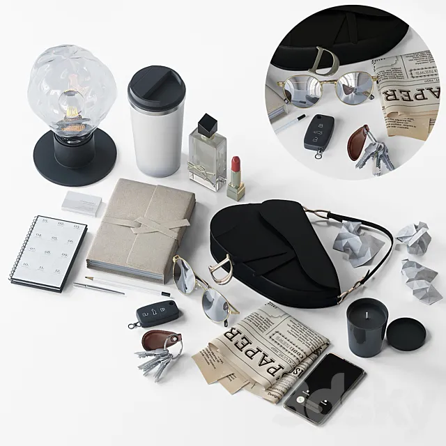 Hallway Accessory Set 3D Model