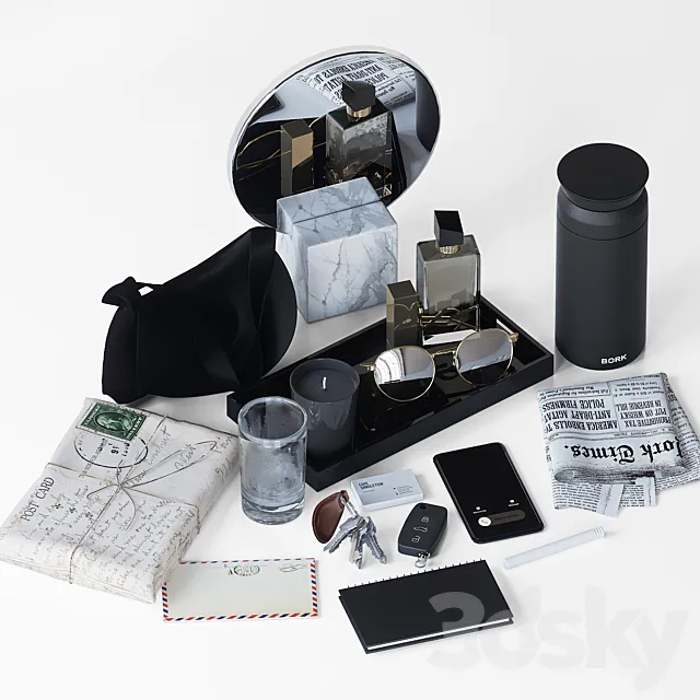 Hallway Accessory Set 3D Model