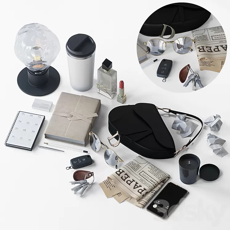 Hallway Accessory Set 3D Model Free Download