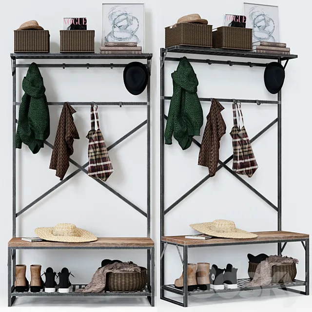 Hallway Andrew Hall Tree Pottery Barn 3D Model Hallway Andrew Hall Tree Pottery Barn 3D Model