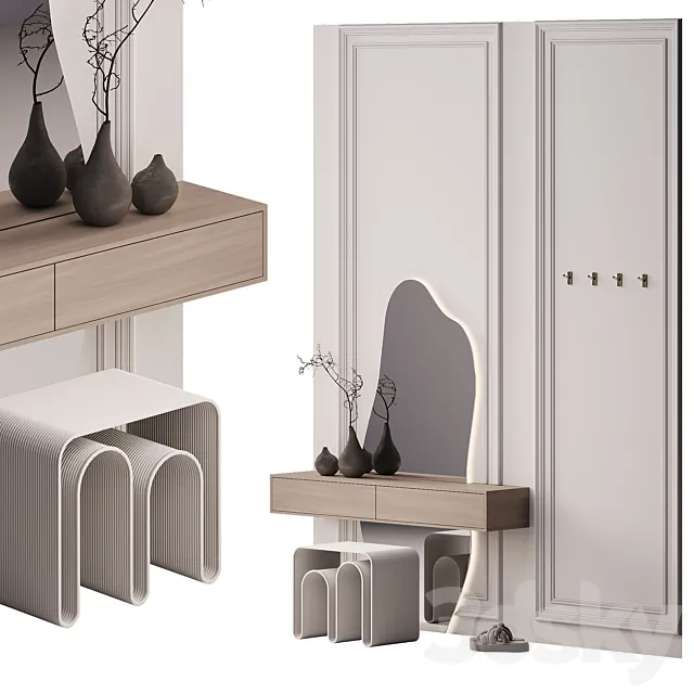 Hallway with curved mirror 3D Model