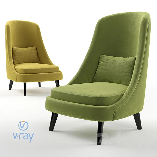 Hamilton Conte Paris. CHARLOTTE chair 3D Model Hamilton Conte Paris. CHARLOTTE chair 3D Model