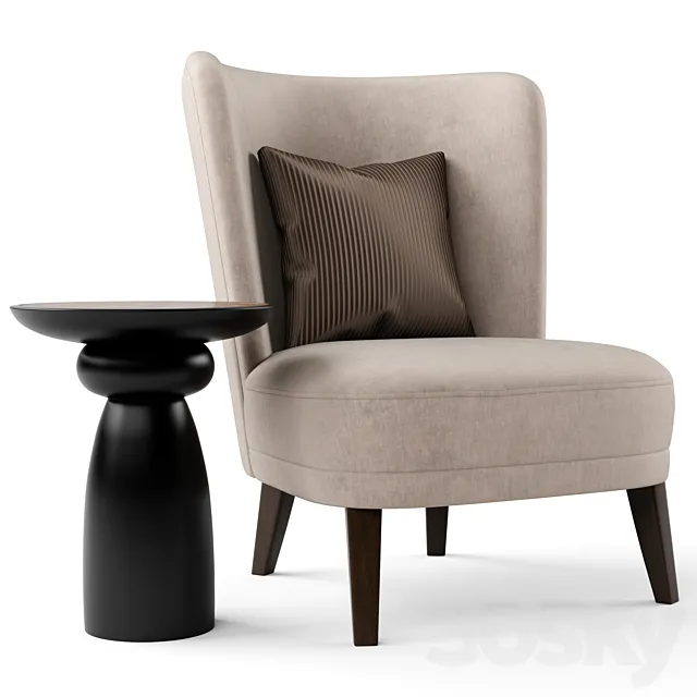 Hamilton. GABRIEL chair & THÉA table. 3D Model Hamilton. GABRIEL chair & THÉA table. 3D Model