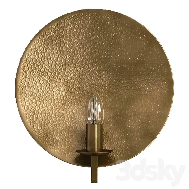 Hammered brass round wall light 3D model 3D Model