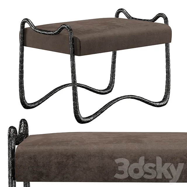 Hammered Bronze Bench 3D Model