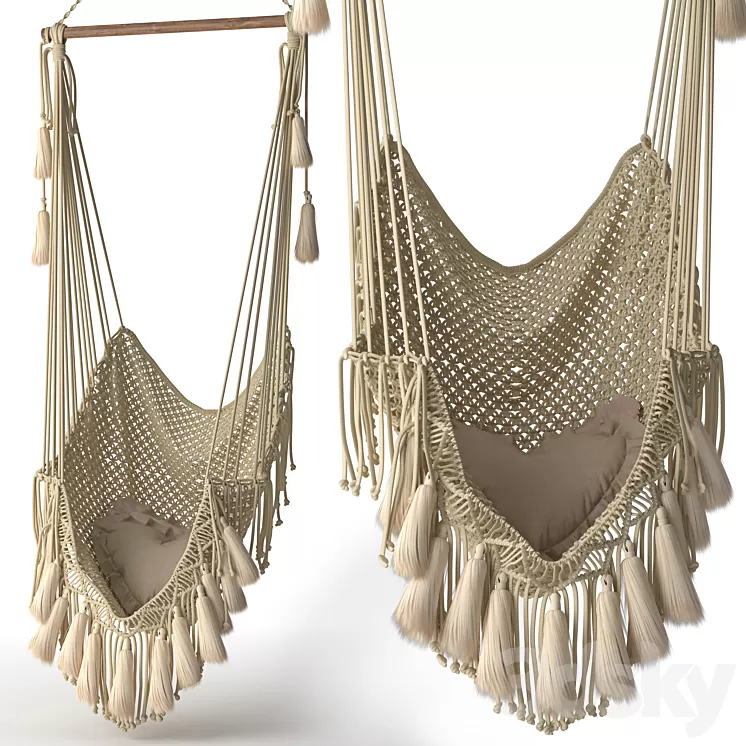 Hammock chair outboard with fringe 3D Model Hammock chair outboard with fringe 3D Model