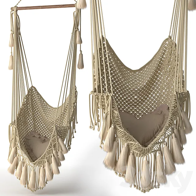 Hammock chair outboard with fringe 3DModel