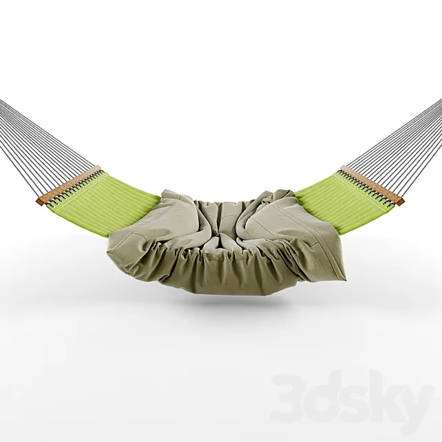 Hammock with wood railings 3DModel
