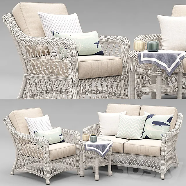 HAMPTON SEATING IN IVORY FINISH 3DModel