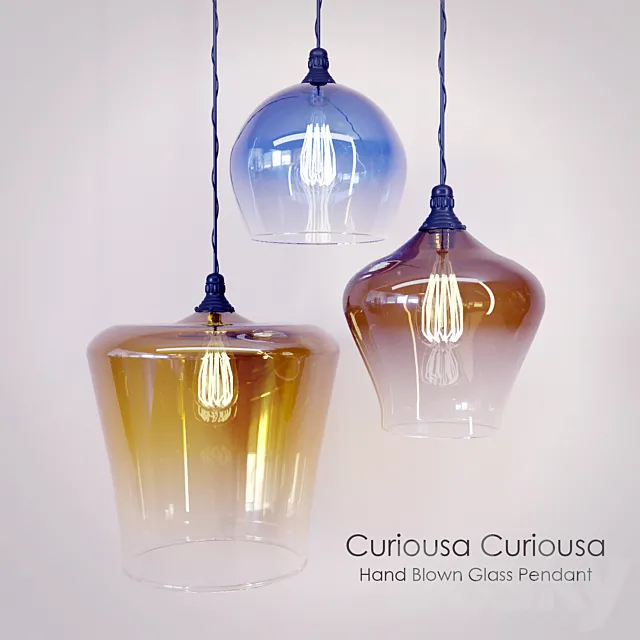 Hand Blown Glass Pendant Curiousa 3D Model Hand Blown Glass Pendant Curiousa 3D Model