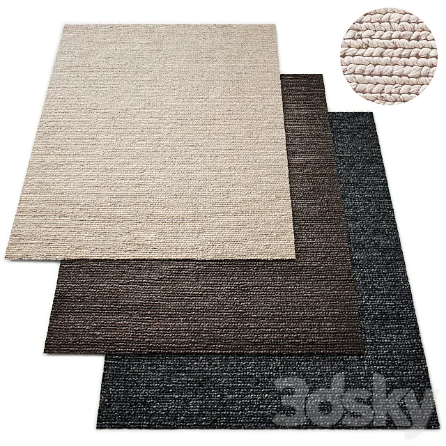 Hand-Braided Textured Wool Rug RH Collection 3DModel