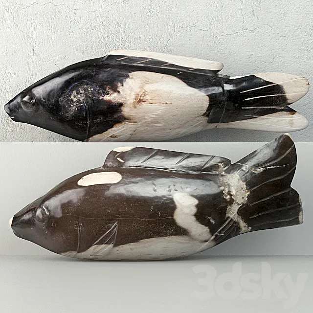 Hand Carved Petrified Wood Koi Fish 3DModel Hand Carved Petrified Wood Koi Fish 3DModel
