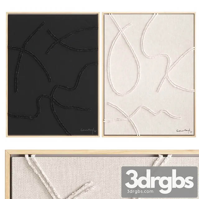 Hand Embroidery On Linen Set 1 3D Model Download