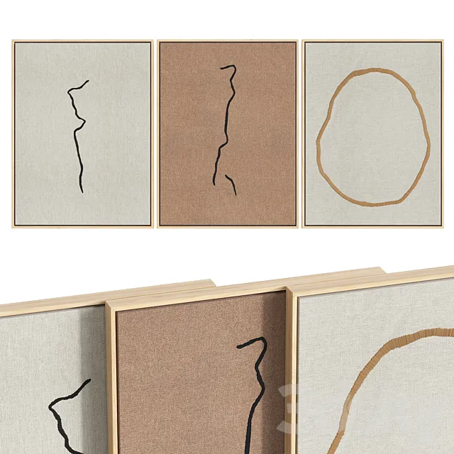 Hand embroidery on linen. set_2 3D Model