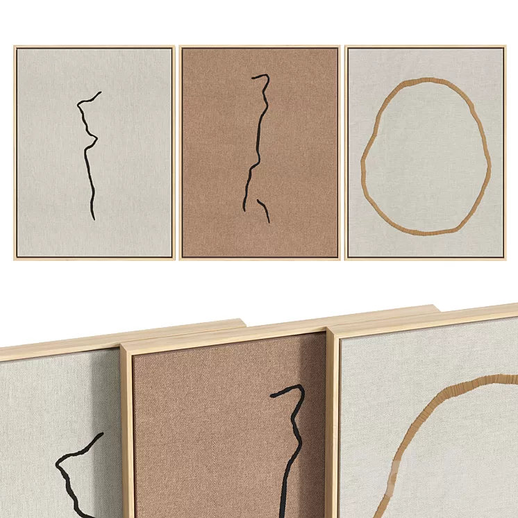 Hand embroidery on linen. set_2 3D Model Free Download