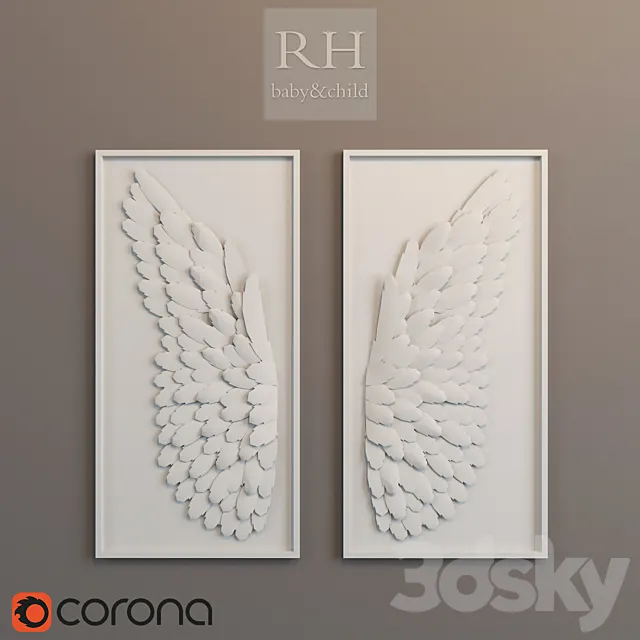 hand-folded paper angel wing art 3D Model hand-folded paper angel wing art 3D Model