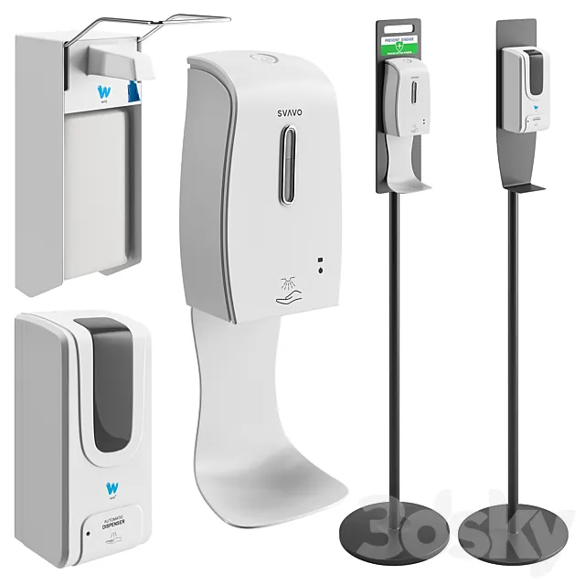 Hand Sanitizer Dispenser Set 3DModel Hand Sanitizer Dispenser Set 3DModel
