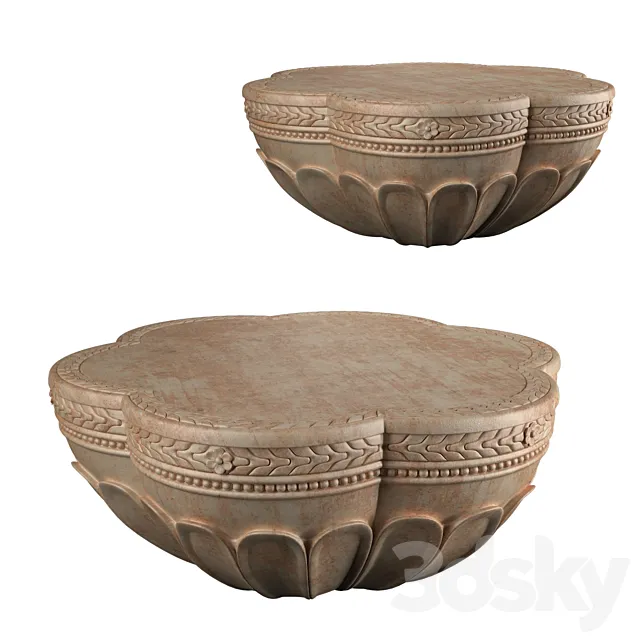 Handcarved Cicely Coffee Table 3D Model