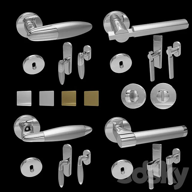 Handles for doors and windows Mandelli (4 pcs. 4 colors) 5 3D Model