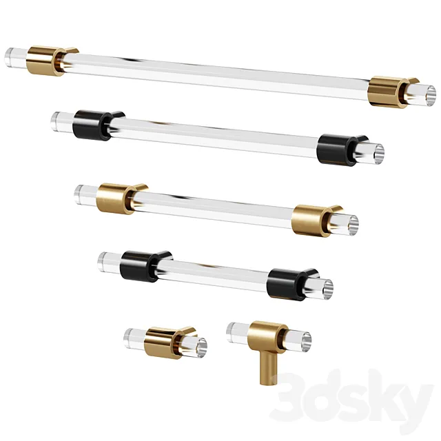 Handles KRISTAL Acrylic & Brass by Meraki 3D Model