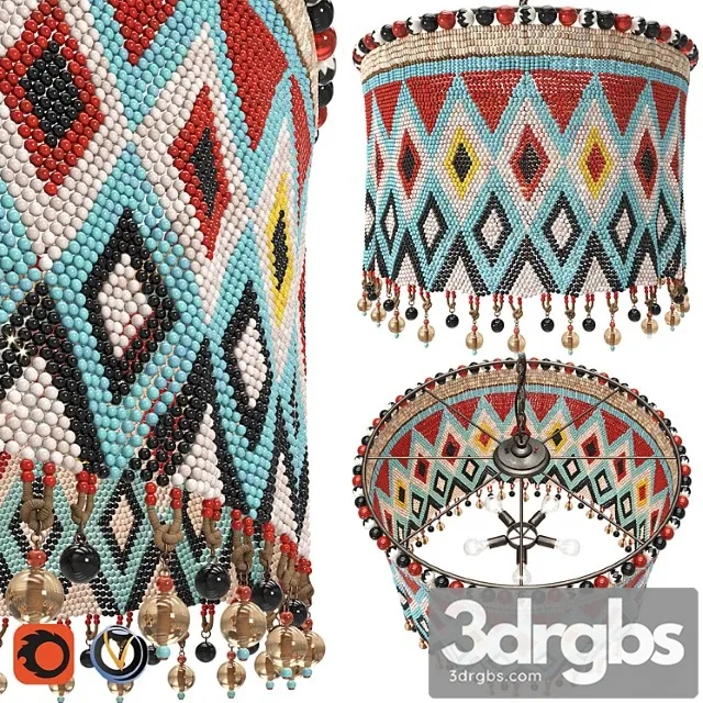Handmade Chandelier Of Beads 3D Model Download