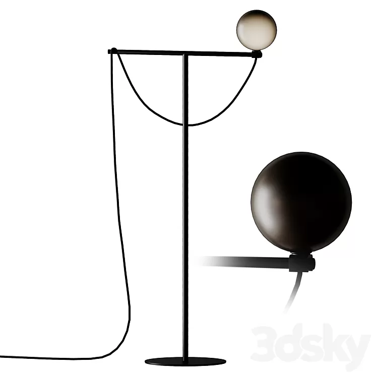 Handvärk Globe Floor Lamp Black 3D Model