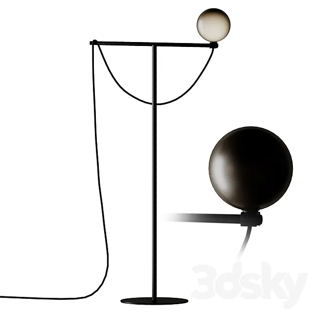Handvärk Globe Floor Lamp Black 3D Model
