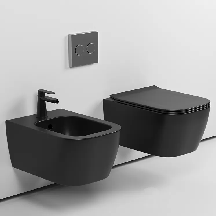 Hänge Bidet Harmo Schwarz Matt 3D Model