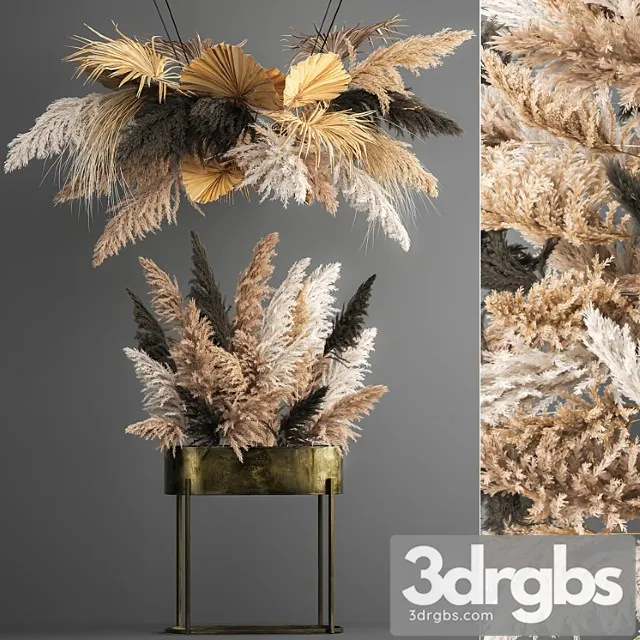 Hanging bouquet composition of dried flowers from pampas, suspension, dry palm leaf. 188. Hanging bouquet composition of dried flowers from pampas, suspension, dry palm leaf. 188.