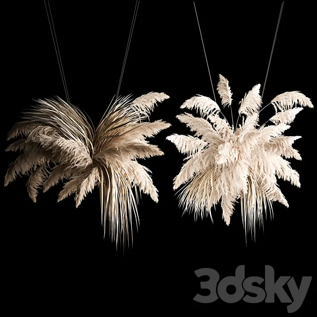 Hanging bouquet installation of white reeds dried flower from pampas grass. reed. Cortaderia. 261 3DModel Hanging bouquet installation of white reeds dried flower from pampas grass. reed. Cortaderia. 261 3DModel