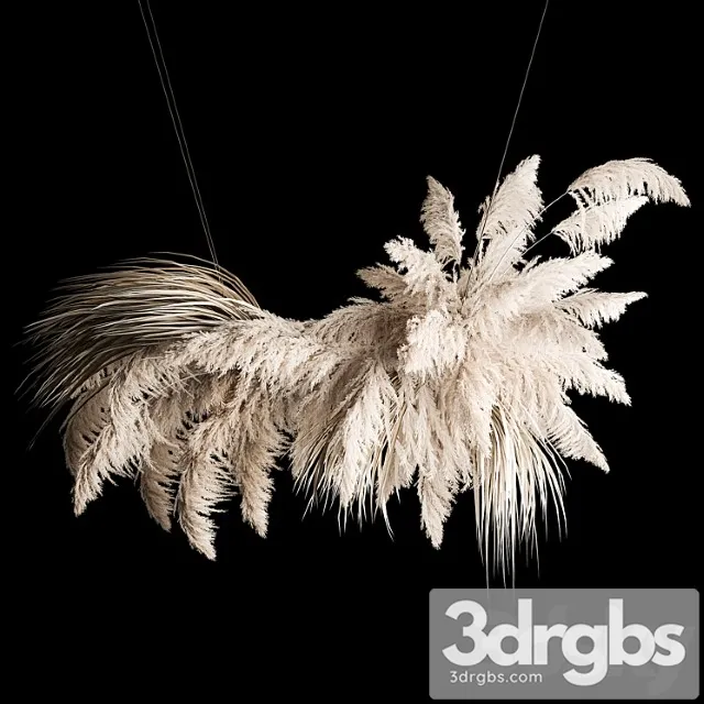 Hanging Bouquet Installation Of White Reeds Dried Flowers Of Pampas Grass Cortaderia Reeds 260 3D Model Download