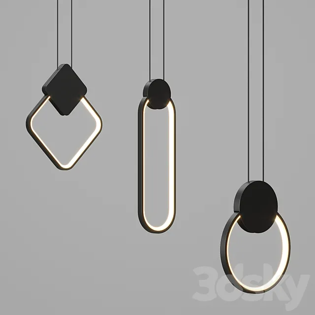 Hanging chandelier series Curly Lamp 3D Model