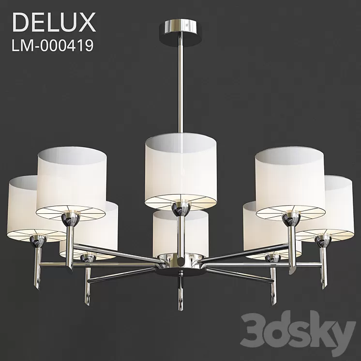Hanging Chandelier with shades Delux 3D Model Hanging Chandelier with shades Delux 3D Model