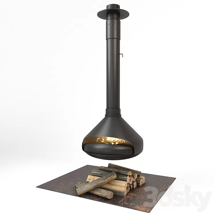 Hanging fireplace Ergofocus 3D Model