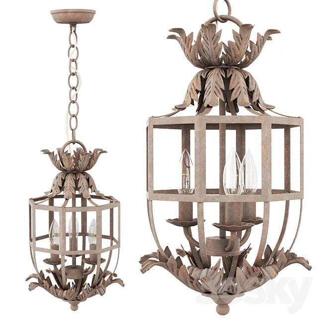 Hanging French retro chandelier 3D Model