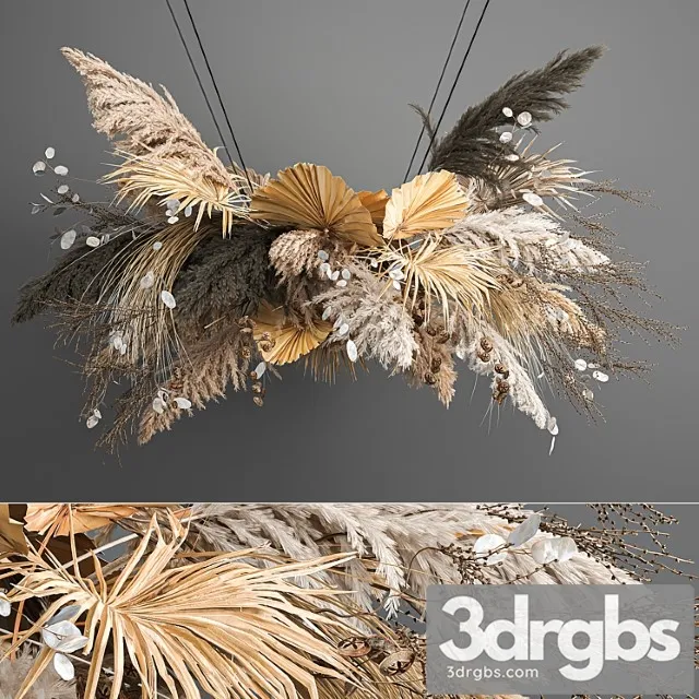 Hanging installation bouquet of dried flowers with pampas, pampas grass, reeds, suspension, wedding decor and decoration. 189. Hanging installation bouquet of dried flowers with pampas, pampas grass, reeds, suspension, wedding decor and decoration. 189.