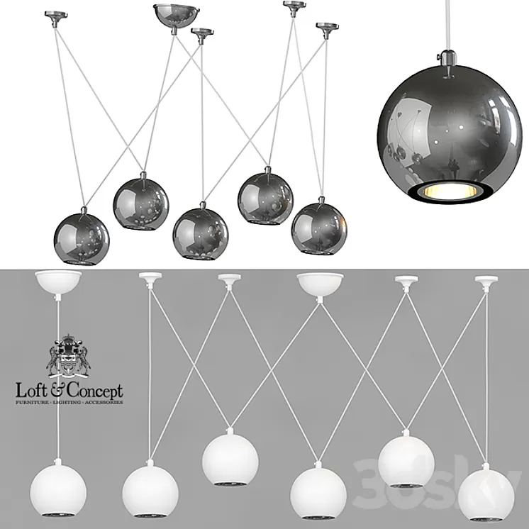 HANGING LAMP MULTISPHERE PENDANT SILVER 5 3D Model HANGING LAMP MULTISPHERE PENDANT SILVER 5 3D Model