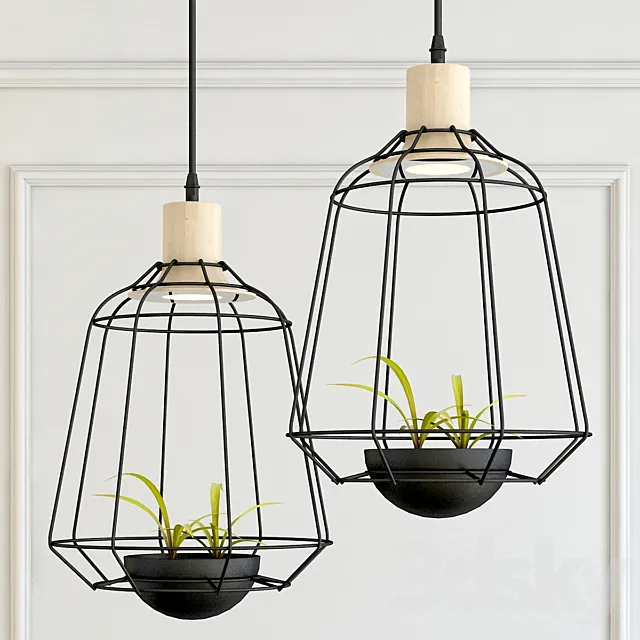 Hanging lamp pots light 3D Model Hanging lamp pots light 3D Model