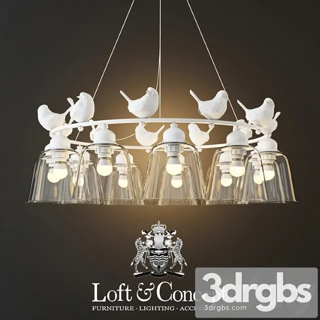 Hanging Lamp Provence Bird Chandelier 11 3D Model Download
