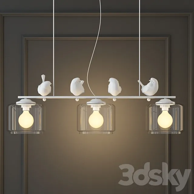 Hanging lamp provence bird pendant line 3 3DModel Hanging lamp provence bird pendant line 3 3DModel