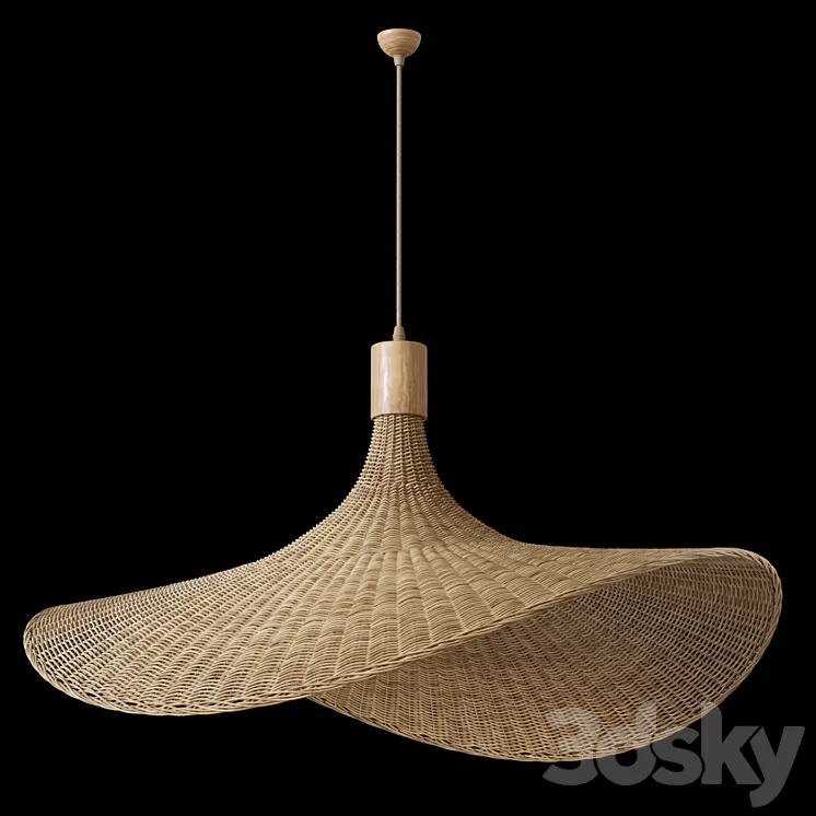 Hanging lamp – wicker hat 3D Model Free Download